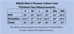 Men's Pioneer Cotton Vest size chart