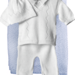 Huckleberry white boys blessing combo with beanie knit christening burial