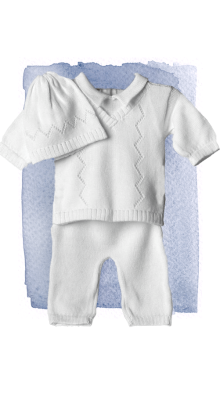 Huckleberry white boys blessing combo with beanie knit christening burial