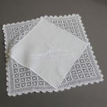 women's crocheted LDS temple embroidered white hankie