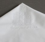 Men's hand embroidered LDS temple all white hankies
