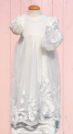 Sweet Rosie white baby blessing dress nb-6mn with bonnet