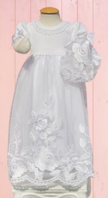 Sweet Rosie white baby blessing dress nb-6mn with bonnet