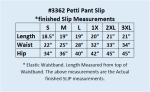 Petti pant slip size chart