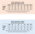 Helsinki skirt sizing charts