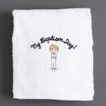 Boys lds baptism towel blond boy