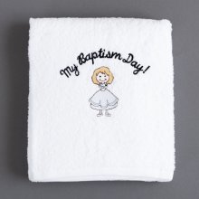 Blonde girl LDS baptism towel