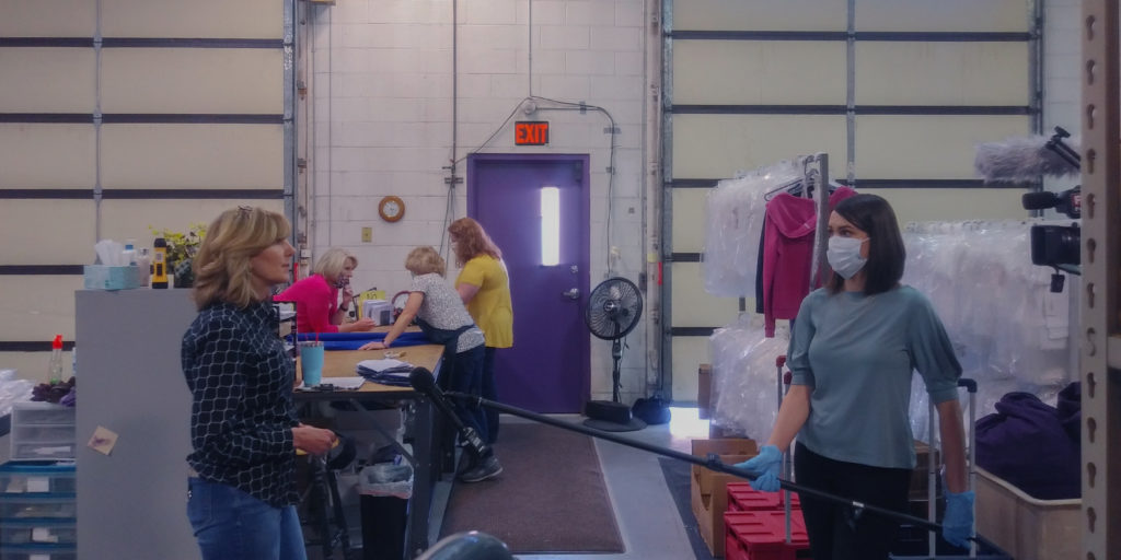 Ladies at work during covid making medical