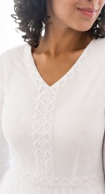 Savannah lace overlay v-neck modest white women's dresses LDS temple bridal