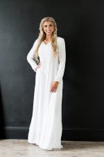 Soho LDS temple dress petite regular and tall lengths.