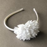 White mum flower girls head band