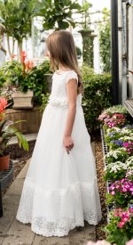 Fairy Godmother Long white girls dress for LDS baptism or communion