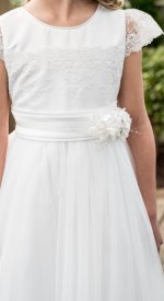 Fairy Godmother bodice and waist with floral pin all white for baptism or communion