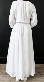 Back view of Barcelona LDS temple dress smocked waist pull on