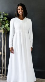 Phoenix white lds temple dress front zip chiffon with lace trim
