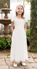 Frosted Popcorn LDS baptism dress or Catholic communion