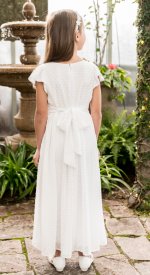 Frosted White dot lds baptism dress back