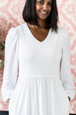 Verona lds temple dress close up of v neck top