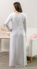 LDS Temple dress Madison back lace flowy chiffon skirt