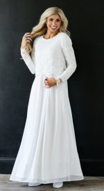 Madison LDS Temple Dress comes in sizes 4-28 petite and regular length
