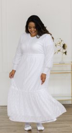 Comfortable stretch lace front zip mormon LDS temple dress plus size - Zurich