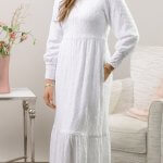 Zurich LDS temple dress in stretch lace with front zipper and comfortable tailored fit