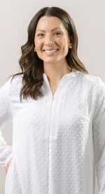 Boston LDS temple dress with front zip, side pockets, and sizing options for petite and tall women