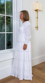 Arendelle modest white long sleeve cotton lds temple bridal dress