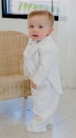 White boys tuxedo for LDS temple weddings - Childrens bridal clothing