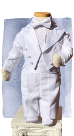 Front - White boys tuxedo for LDS temple weddings - Childrens bridal clothing