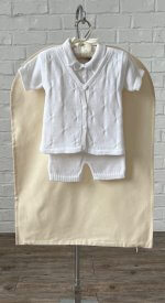 26-inch white preservation bag with full-length zipper and transparent viewing window