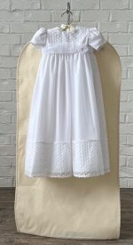 38-inch white garment preservation bag with zipper closure and clear panel window