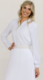 Augusta white long sleeve LDS temple blouse top