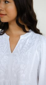 Auckland White Embroidered LDS Temple Dress