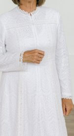 Charlotte #3067 - Fitted white lace LDS temple dress in plus size