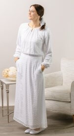 Bora Bora LDS temple blouse and skirt set with flowing fit and soft embroidery accents