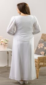 Lightly textured and versatile LDS temple top. Goes with any skirt changing up your look.