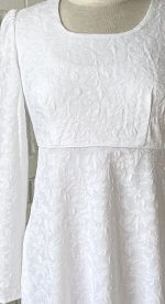 Rome white dress with floral texture for lds temple
