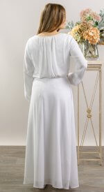three piece white sweater blouse skirt for lds temple