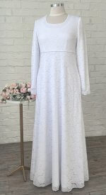 Sienna all white lace LDS temple dress modest long dress bridal