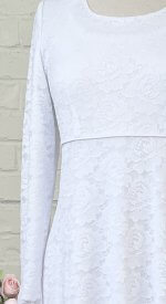 modest stretch lace white dress LDS temple 2 pockets bridal dress Sienna